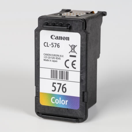 Auf dem Bild sehen Sie den ArtikelCL-576 von Canon. Dieses Tintenpatrone Modell eignet sich für die Wiederaufbereitung und wird daher zum Recycling angekauft.