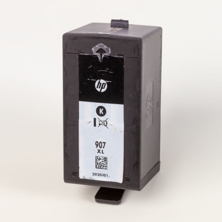 Auf dem Bild sehen Sie den ArtikelT6M19AE von Hewlett-Packard. Dieses Tintenpatrone Modell eignet sich für die Wiederaufbereitung und wird daher zum Recycling angekauft.