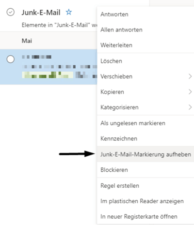 Geldfürmüll als sicheren Absender eintragen