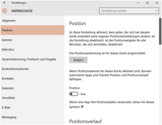 Datenschutz in Windows 10