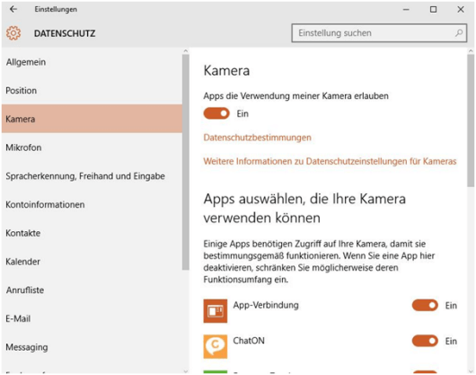 Datenschutz in Windows 10