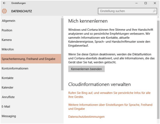 Datenschutz in Windows 10