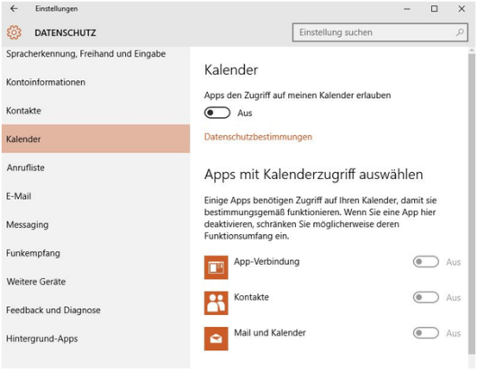 Datenschutz in Windows 10