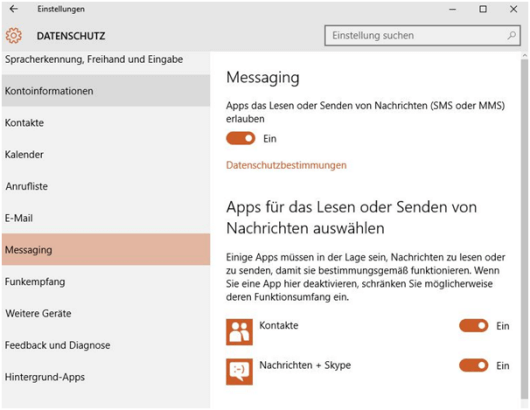 Datenschutz in Windows 10