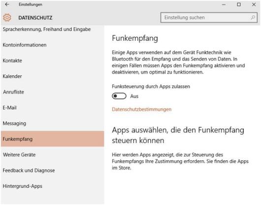 Datenschutz in Windows 10