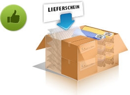 Legen Sie jedem Paket oder jeder Palette unseren vollständig ausgefüllten Lieferschein bei.