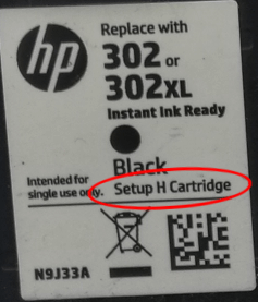 HP Tintenpatrone mit dem Aufdruck Setup H