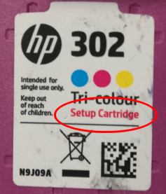 HP Tintenpatrone mit dem Aufdruck Setup