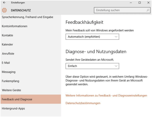 Datenschutz in Windows 10
